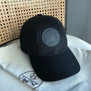 Hermes Black Cashmere Baseball Cap 56